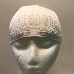 Turkish Knit Cotton Kufi Mercan Skull Cap White